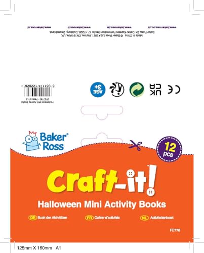Baker Ross FE776 Halloween Mini Activity Book - 12-Pack Puzzle Books for Kids, Party Bag Fillers 5
