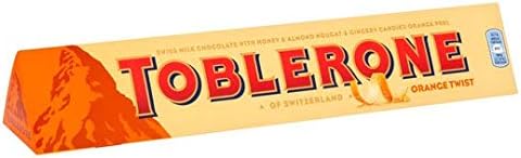 TOBLERONE Orange Twist Swiss Milk Chocolate Bar with Honey & Almond Nougat 360g