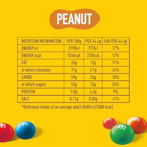 M&amp;M's Erdnuss-Schokoladenbonbons, 400 g, zum Teilen, Beutel – Bunte, mit Milchschokolade überzogene geröstete Erdnüsse 6