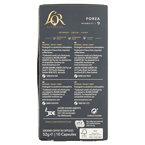 L'OR Espresso Forza Kaffeepads x10 Intensität 9 - Aluminiumkapseln für Nespresso-Maschinen 8