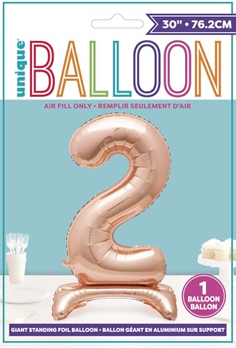Rose Gold Foil Number 2 Balloon - 76cm Free-Standing Party Decor 4
