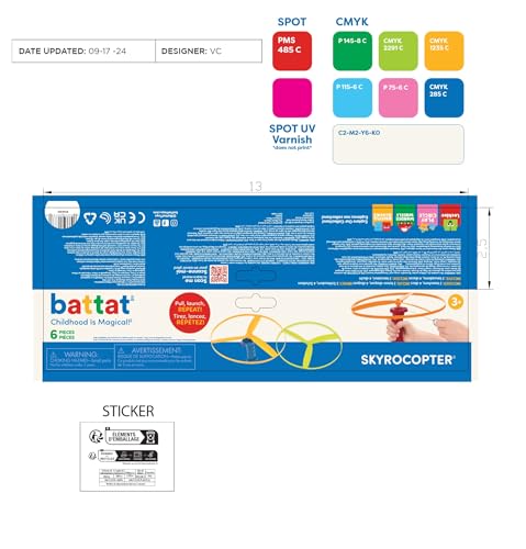 Battat Skyrocopter Flying Disc Toy - 2 Launchers & 4 Discs - Pull String Helicopter Playset for Kids 3+ 9