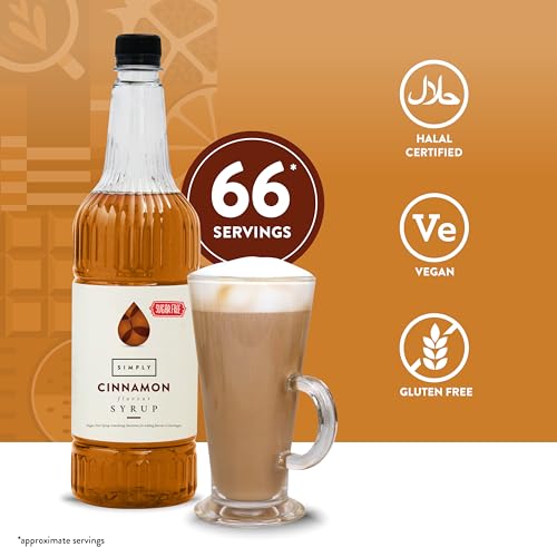 Simply - Sugar Free Cinnamon Syrup, Low Calorie Vegan & Nut Free Flavoured Syrup for Coffee, Cocktails & Baking (1 Litre) 6