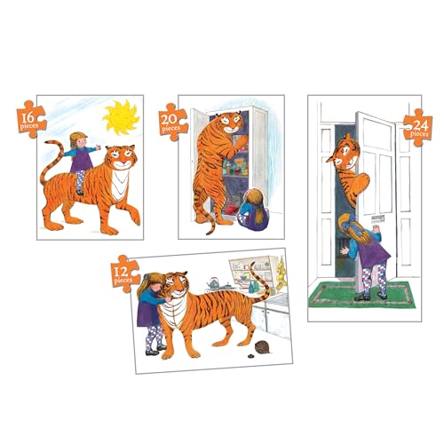 University Games Paul Lamond Tiger Who Came to Tea 4-in-1 Jigsaw Puzzle Set | 12-24 Pieces