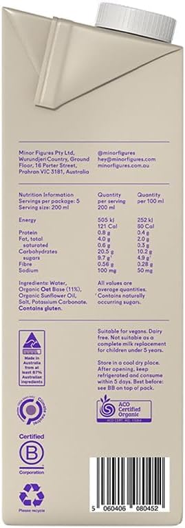 Minor Figures Organic Oat Milk Barista Standard 1L