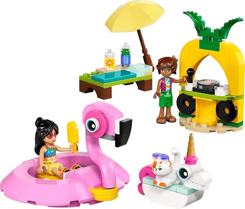 LEGO Friends Unicorn & Flamingo Pool Party Toy - 2 Mini Dolls, Buildable Floaties, 99-Piece Set for Kids 5+ 7