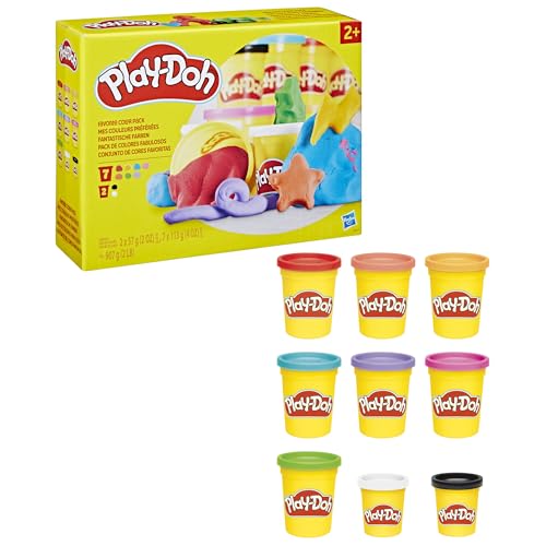Play-Doh Lieblingsfarben 9er-Set mit 7 großen und 2 kleinen Dosen – Rot, Orange, Gelb, Grün, Blau, Lila, Pink, Schwarz, Weiß 16
