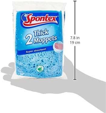 Spontex Thick Moppets 2 Pack - Extra Thick Biodegradable Sponge Wipes