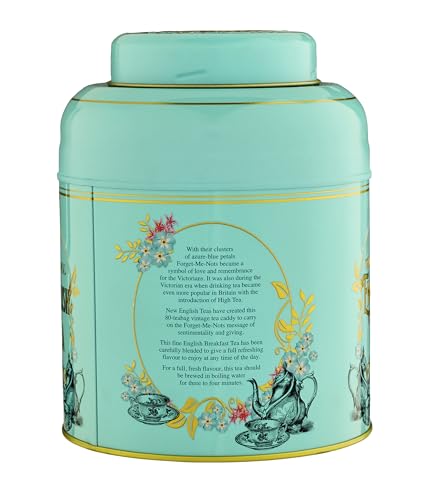 New English Teas Vintage Victorian Mint-Green Tea Caddy with 80 English Breakfast Teabags 9
