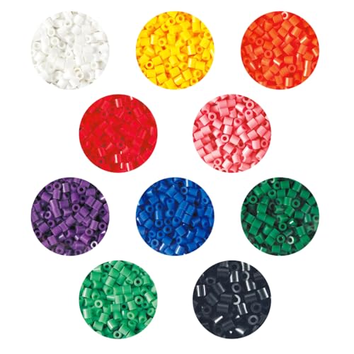 Hama Midi Beads Bucket - 10,000 Assorted Colours Fuse Beads Craft Kit with 2 Pegboards & Ironing Paper 7