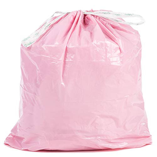 Relevo 30 Liter Duft-Müllbeutel – Rosa Recycling-Müllbeutel mit Kordelzug, 45er-Pack 5