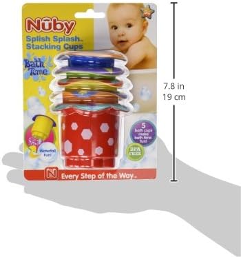 Nuby Splish Splash Stacking Cups - Water Play & Educational Bath Toy