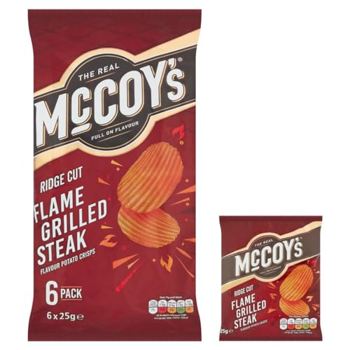 McCoys Flame Grilled Steak Crisps 25 g (6er-Pack) – Geriffelte Chips mit kräftigem Steakgeschmack 7