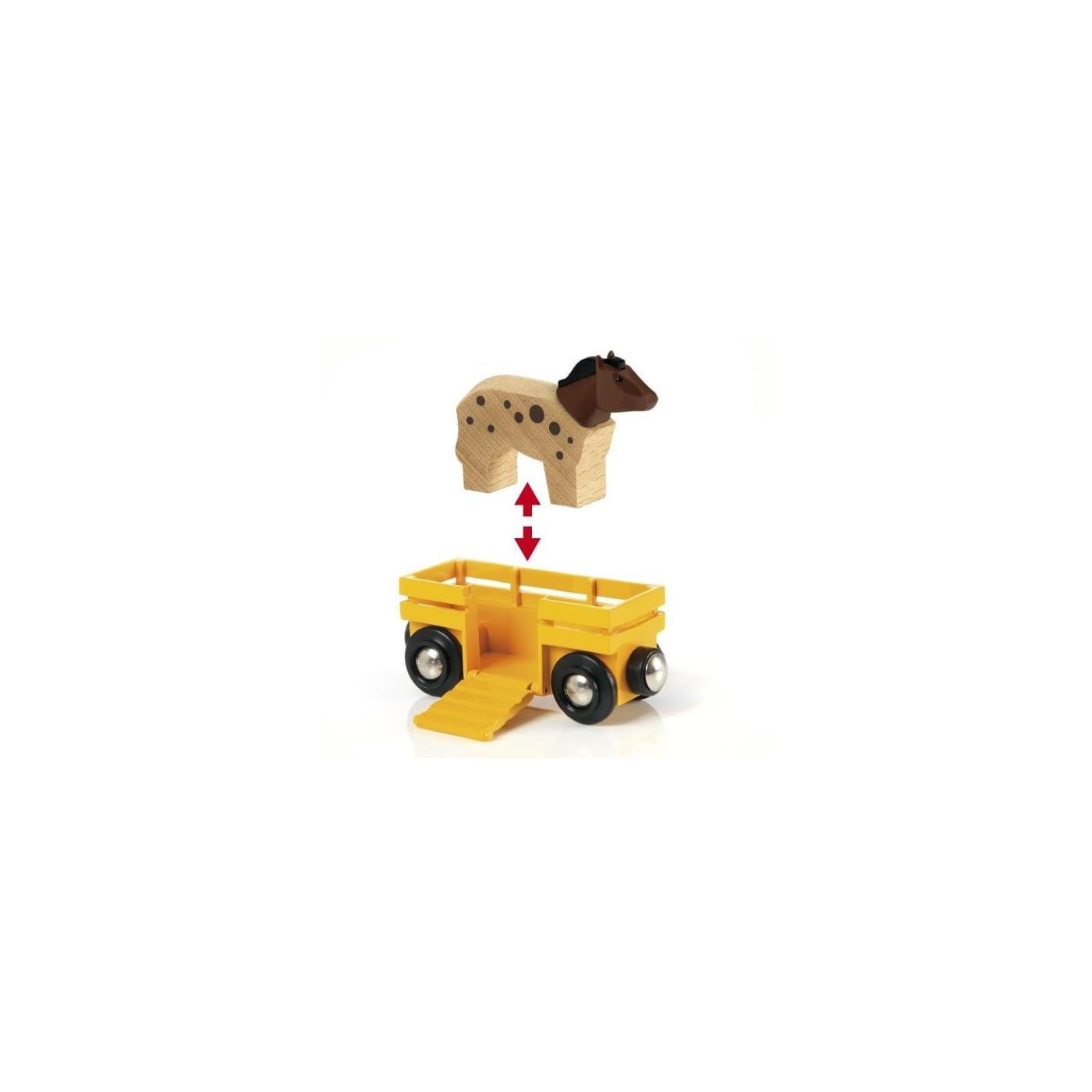 BRIO World Farm Engine Train Toy - Wooden Railway Add-On with Cattle Wagons and Animals 5