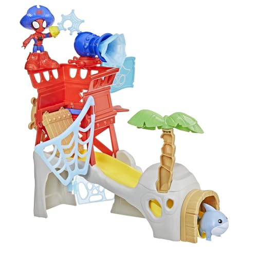 Spidey and His Amazing Friends Water-Webs Spidey Island Playset - Trapdoor Slide & Web Features for Ages 3+ 12