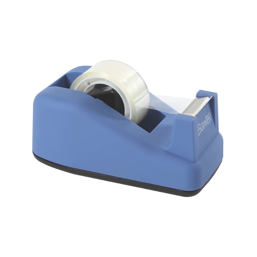 Bantex Packaging Tape Dispenser - Weighted Base | Cobalt Blue | Includes 1 Roll