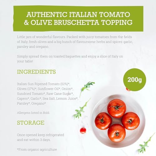 Mr Organic Tomato & Olive Bruschetta Topping - Organic Italian Condiment | 200g Jar