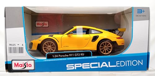 Maisto 1:24 Porsche 911 GT2 RS Diecast Model Car - Yellow and Black 26