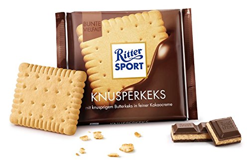 Ritter Sport Butter Biscuit Milk Chocolate, 100g - Crunchy Biscuit Filled Chocolate Bar