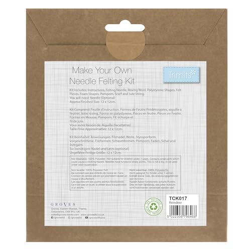 Trimits Needle Felting Craft Kit - Christmas Reindeer | Beginner Friendly | Includes Wool & Tools 3