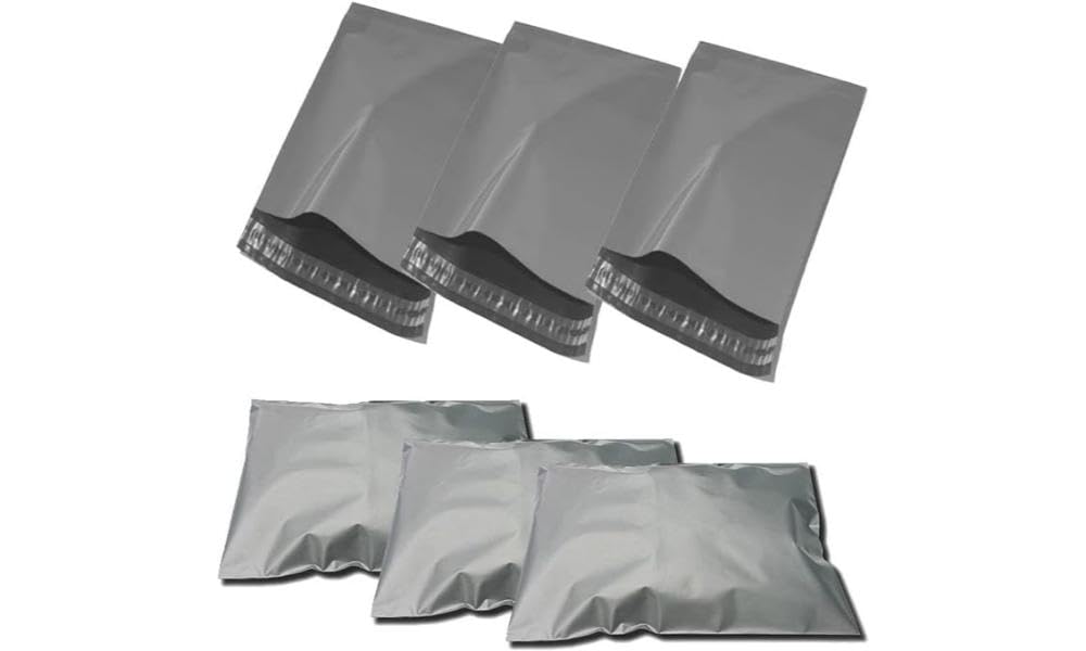 G4GADGET 50 Pack Grey Polyethylene Mailing Postal Bags - 16' x 21' | 50 Micron Thickness