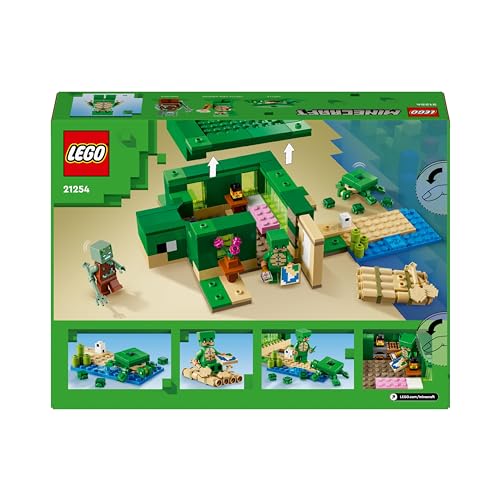 LEGO Minecraft The Turtle Beach House - Building Set with Turtle Warrior, Drowned & Turtles for Kids 8+ 10