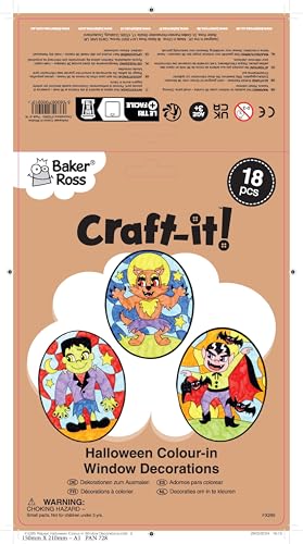 Baker Ross FX285 Halloween Colour in Window Decorations - Pack of 18 Multicolor Vellum Stickers 5
