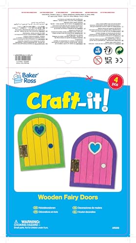 Baker Ross Wooden Fairy Doors Craft Kit - Pack of 4 for Kids to Decorate 7