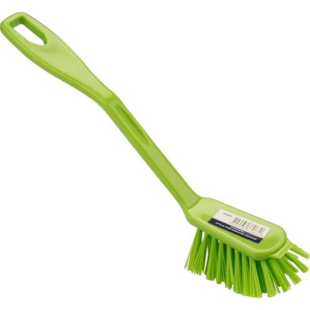 ABENA Green Washing Up Brush | 23.5cm Dish Washing Brush with Stiff Nylon Bristles | PP Plastic Handle