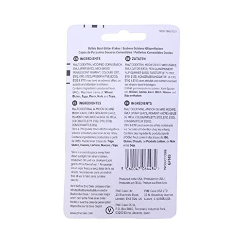 PME Gold Sparkling Glitter Flakes for Cake Decorating (7g) - Pack of 3 6