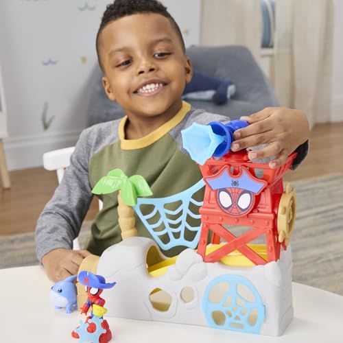 Spidey and His Amazing Friends Water-Webs Spidey Island Playset - Trapdoor Slide & Web Features for Ages 3+ 11