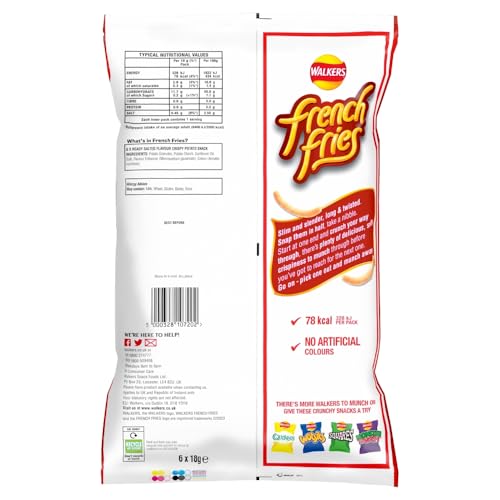 Walkers French Fries Ready Salted Snacks Crisps Multipack 6x18g 3