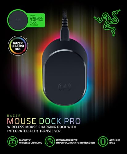 Razer Mouse Dock Pro &amp; Charging Puck – Magnetisches kabelloses Ladedock mit 8K Hz-Transceiver und RGB-Beleuchtung 12
