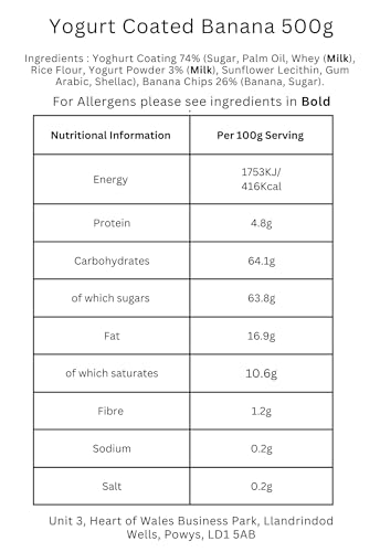 Minton & Donello Yoghurt Coated Banana Chips - 500g High Fibre Dried Fruit Snack 3