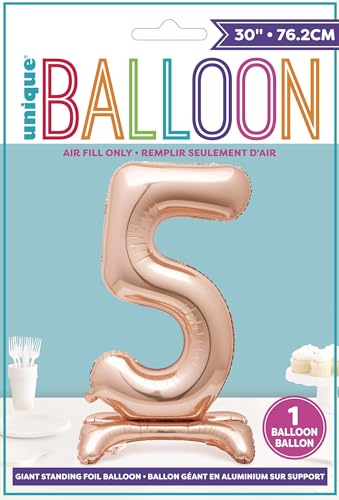 Folienballon Nummer 5 in Roségold – 76 cm, freistehend, Partydekoration für Meilenstein-Events 4