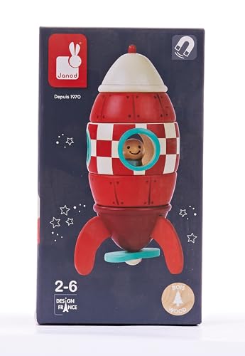 Janod Magnet Rocket Kit - Wooden Building Set for Toddlers 2-6 Years 18