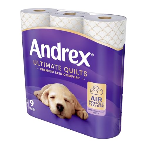 Andrex Ultimate Quilts Toilettenpapier, 9 Rollen – Air Pocket-Technologie für sanfte, angenehme Reinigung 8