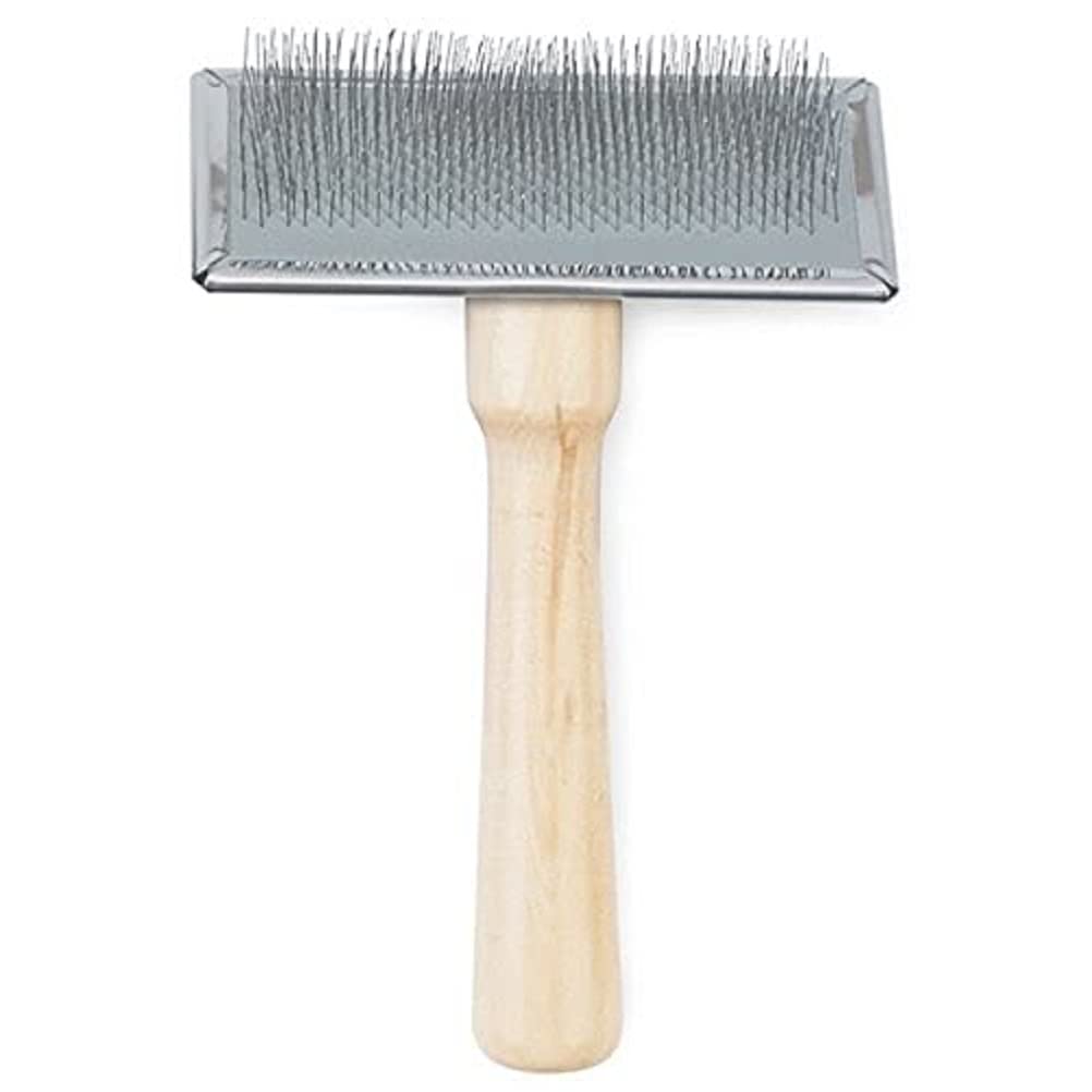 Ancol Heritage Soft Slicker Brush Medium - Removes Dead Hair & Tangles | Wooden Handle