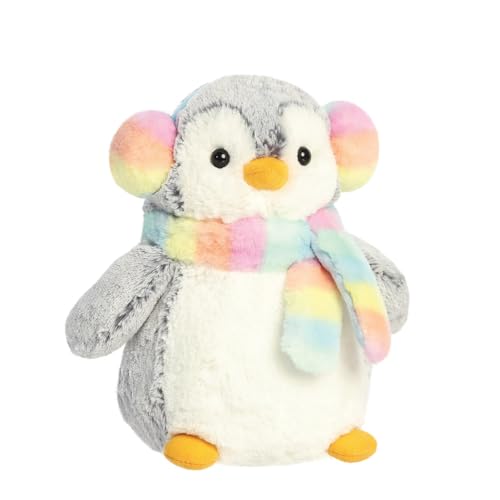 AURORA PomPom Penguin Muffs & Scarf Soft Toy - 9 Inches, Grey & White | Eco-Friendly 2