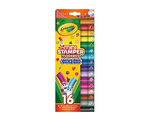CRAYOLA Colouring Pens & Markers - 16 Washable Felt Tip Pens with Stamp Tip | Multicolour