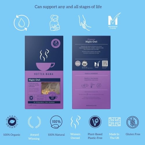 HOTTEA MAMA Night Owl Tea - Natural Sleep Supporting Herbal Tea for Women, Caffeine-Free, 15 Whole Leaf Tea Bags 9