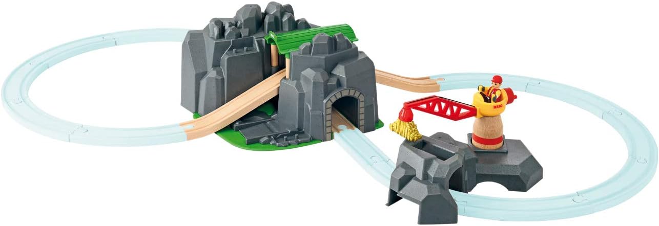 BRIO Crane and Mountain Tunnel Train Set with Sound Features for Kids 4