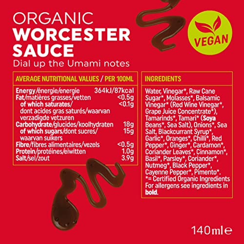 Bonsan Bio-Vegane Worcestersauce 140 ml – Hefefrei, Gentechnikfrei