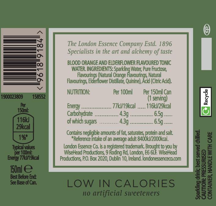The London Essence Co. Blood Orange & Elderflower Tonic, 250439, Premium Cocktail Mixer