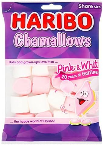 HARIBO Pink and White Marshmallows 1.7kg Bulk Sweets 140g x 12 Packs