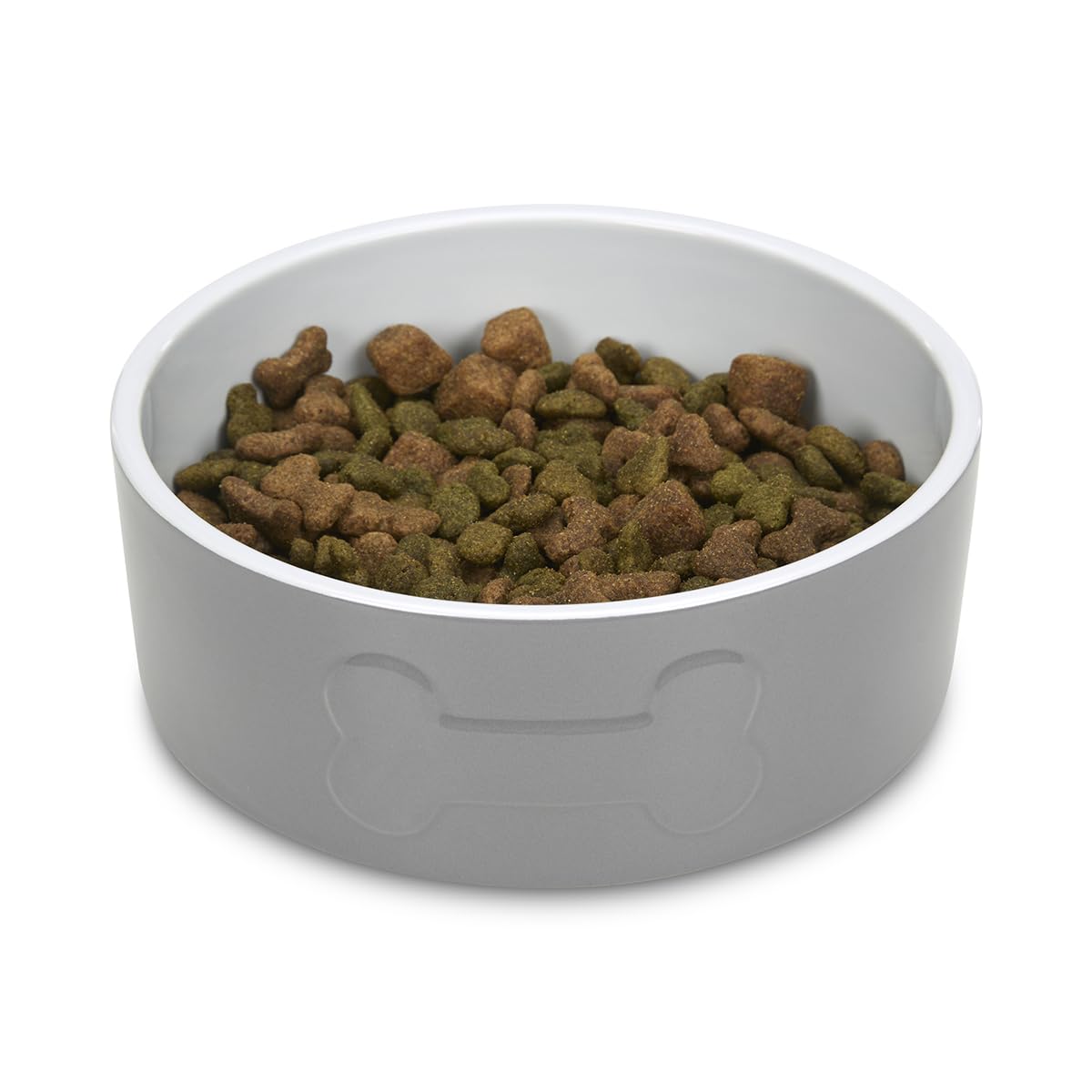 Petface Ceramic Bone Pet Bowl for Dogs and Cats | 20 cm Diameter | Grey/White 4