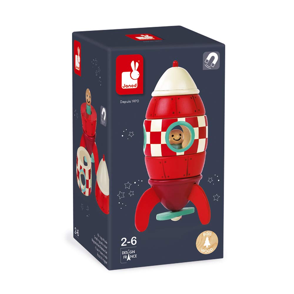 Janod Magnet Rocket Kit - Wooden Building Set for Toddlers 2-6 Years 13