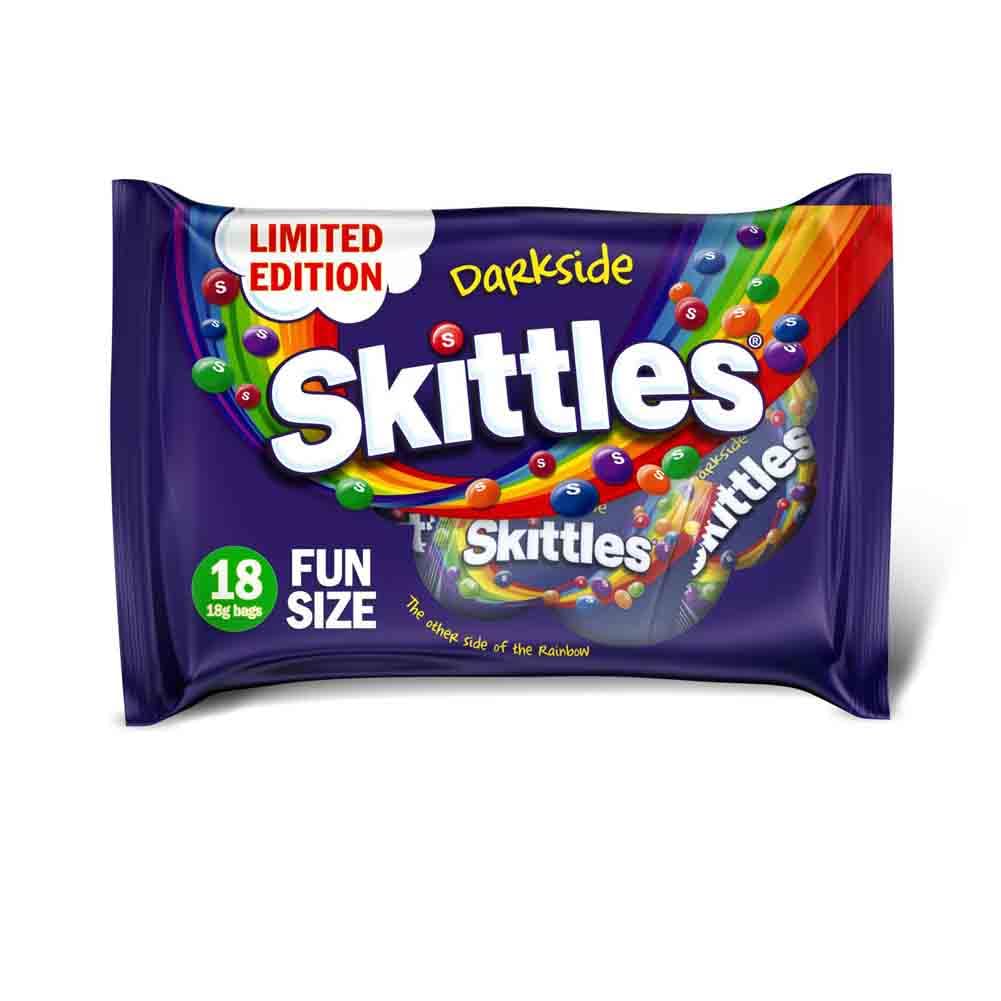 Skittles Darkside Fruity Chewy Sweets Party Pack - 18 Individually Wrapped Packs, 324g