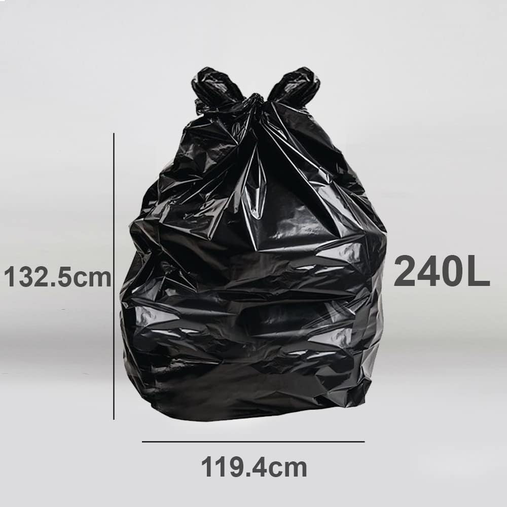 EcoBag 240L Heavy Duty Wheelie Bin Liners - 20 Pack Black Recycled Bags