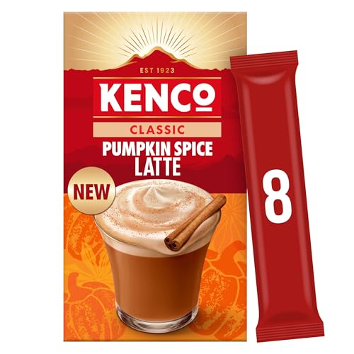 Kenco - Classic Pumpkin Spice Latte Instant Coffee Sachets (Pack of 5, 8 Sachets Each)